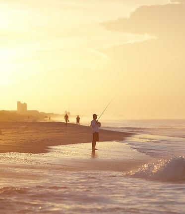 Surf fishing during fall in Emerald Isle, NC