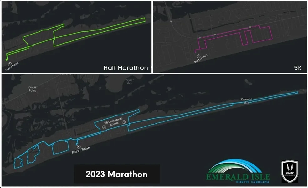 Emerald Isle Marathon race map