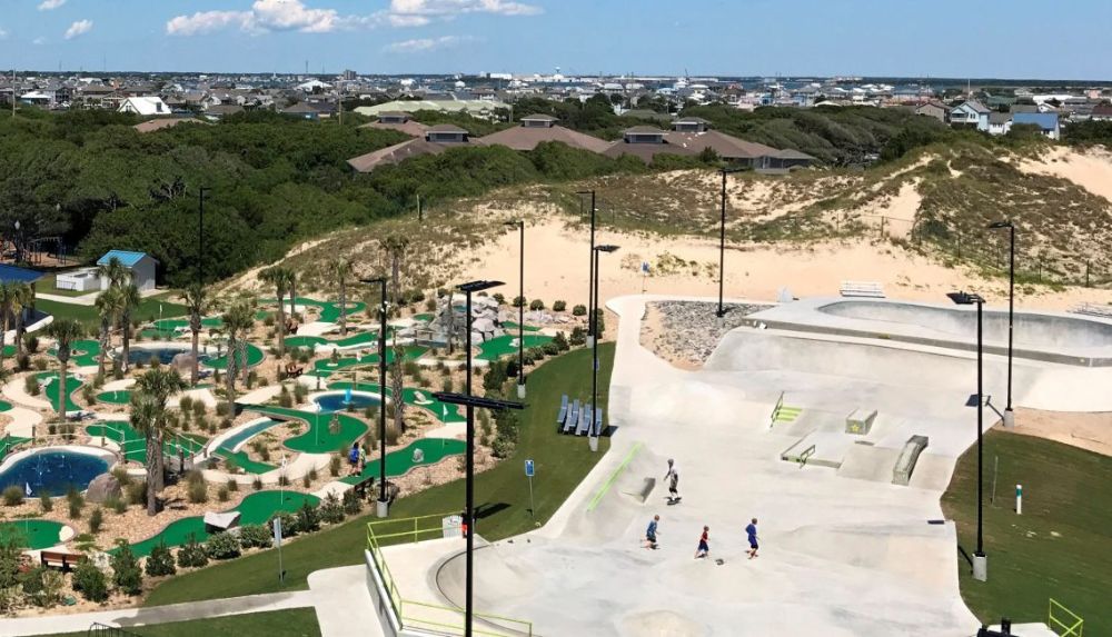 Grind the rails at the Atlantic Beach Skate Park