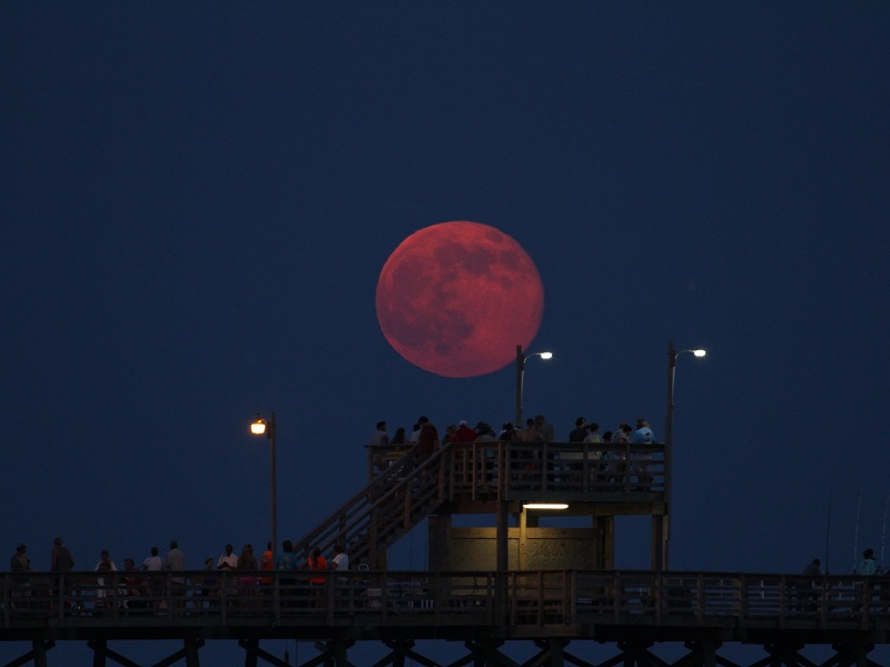 Moon Rise over Bogue Inlet Pier