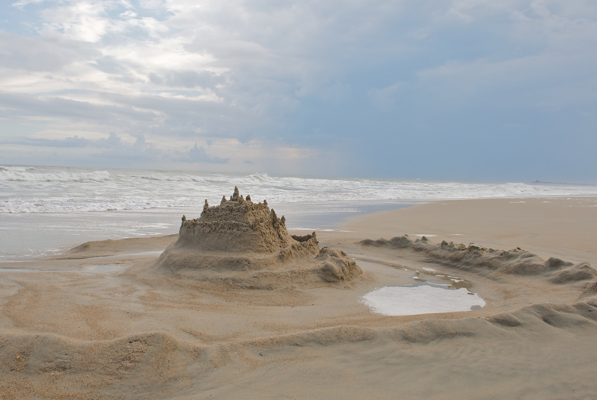 Build a sandcastle at the beach in Emerald Isle NC