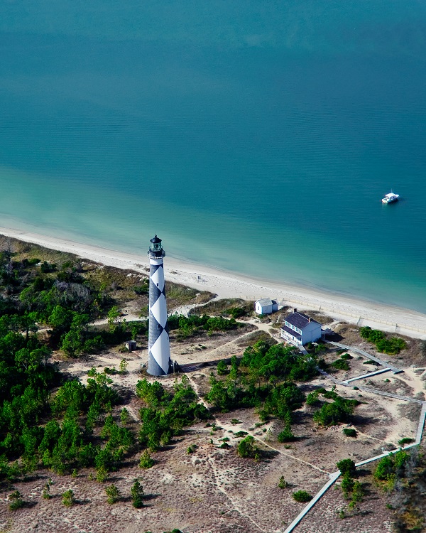 Aerial View of Cape Lookout Lighthouse and National Seashore