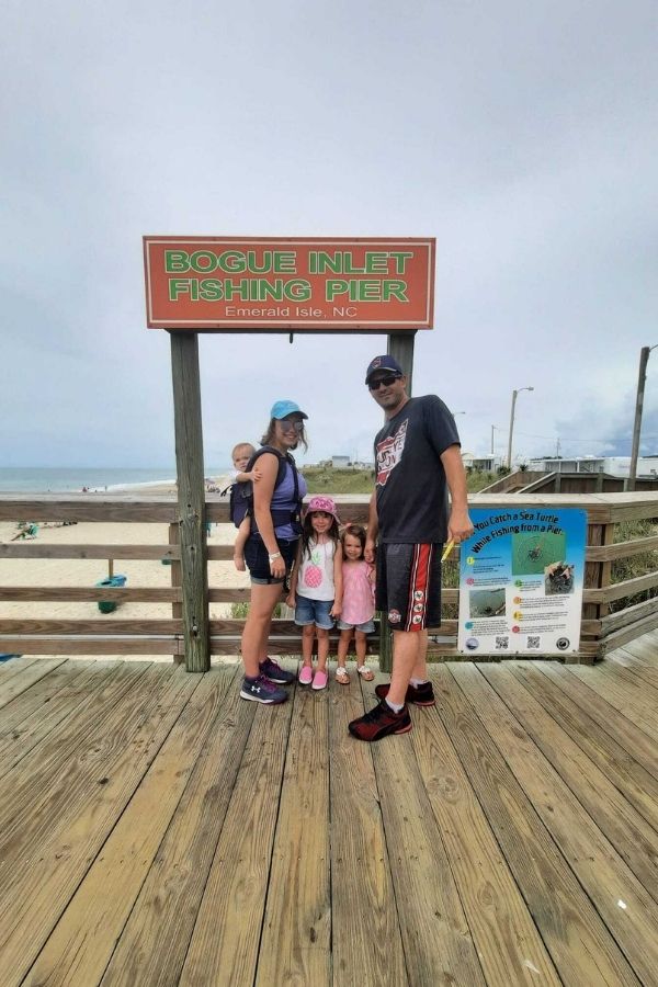 Family with kids at Bogue Inlet Pier