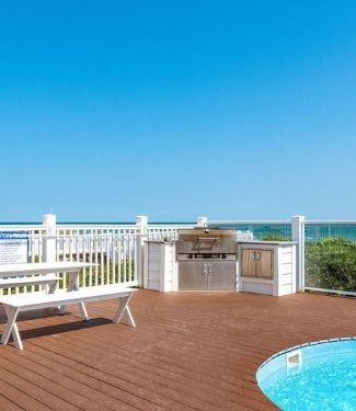 Grill dinner on the patio during your vacation