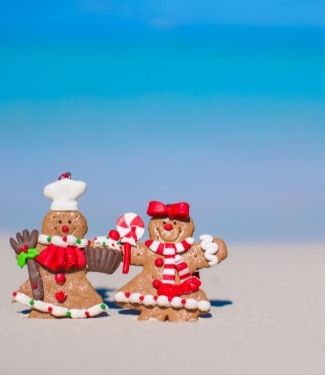 Gingerbread people on the beach