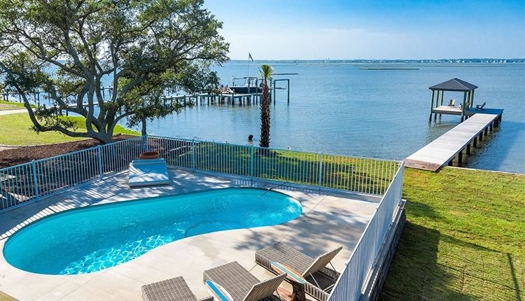 Pool with water view