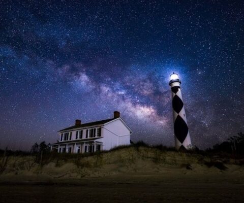 Cape Lookout NC at Night Starry Sky