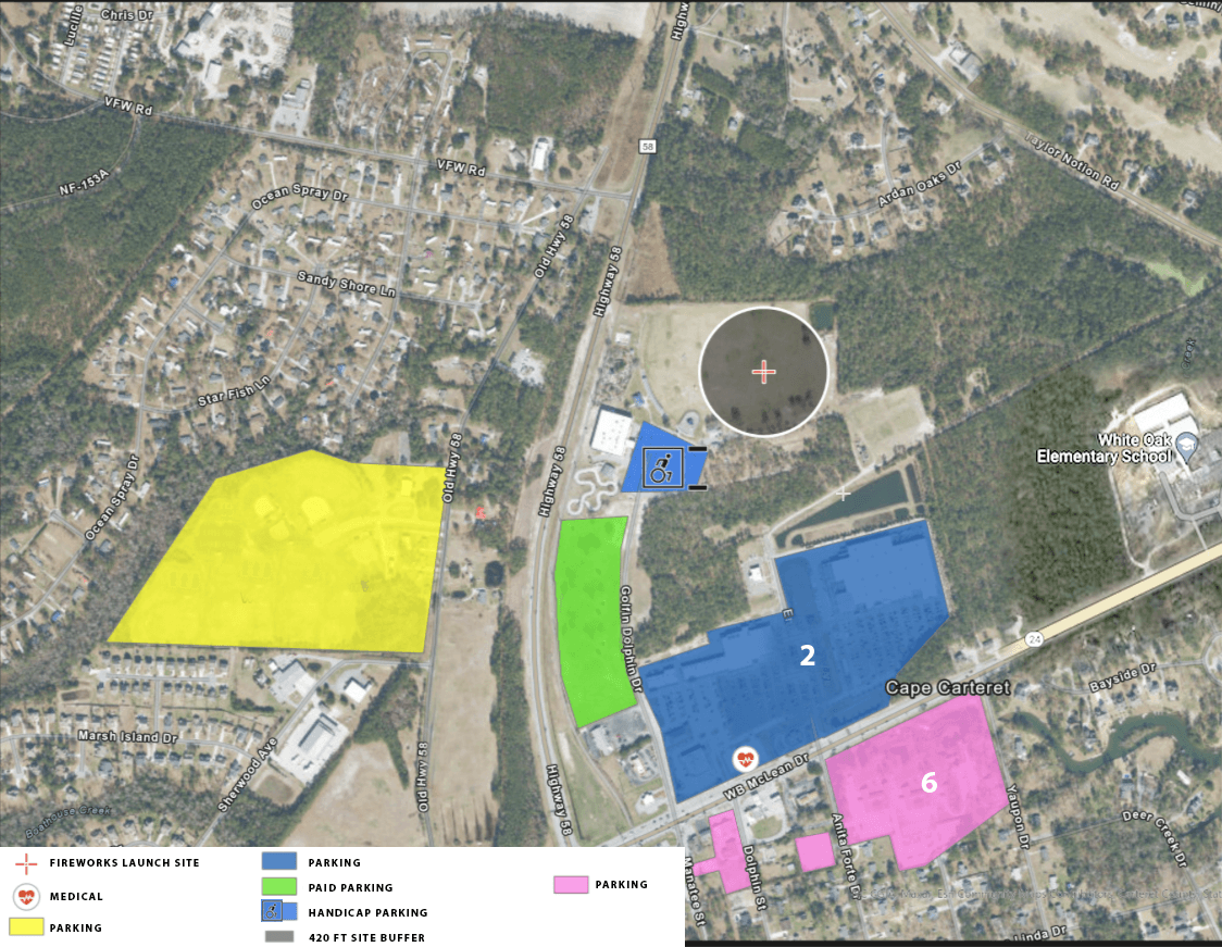 Emerald Isle Fireworks Launch and Parking Locations