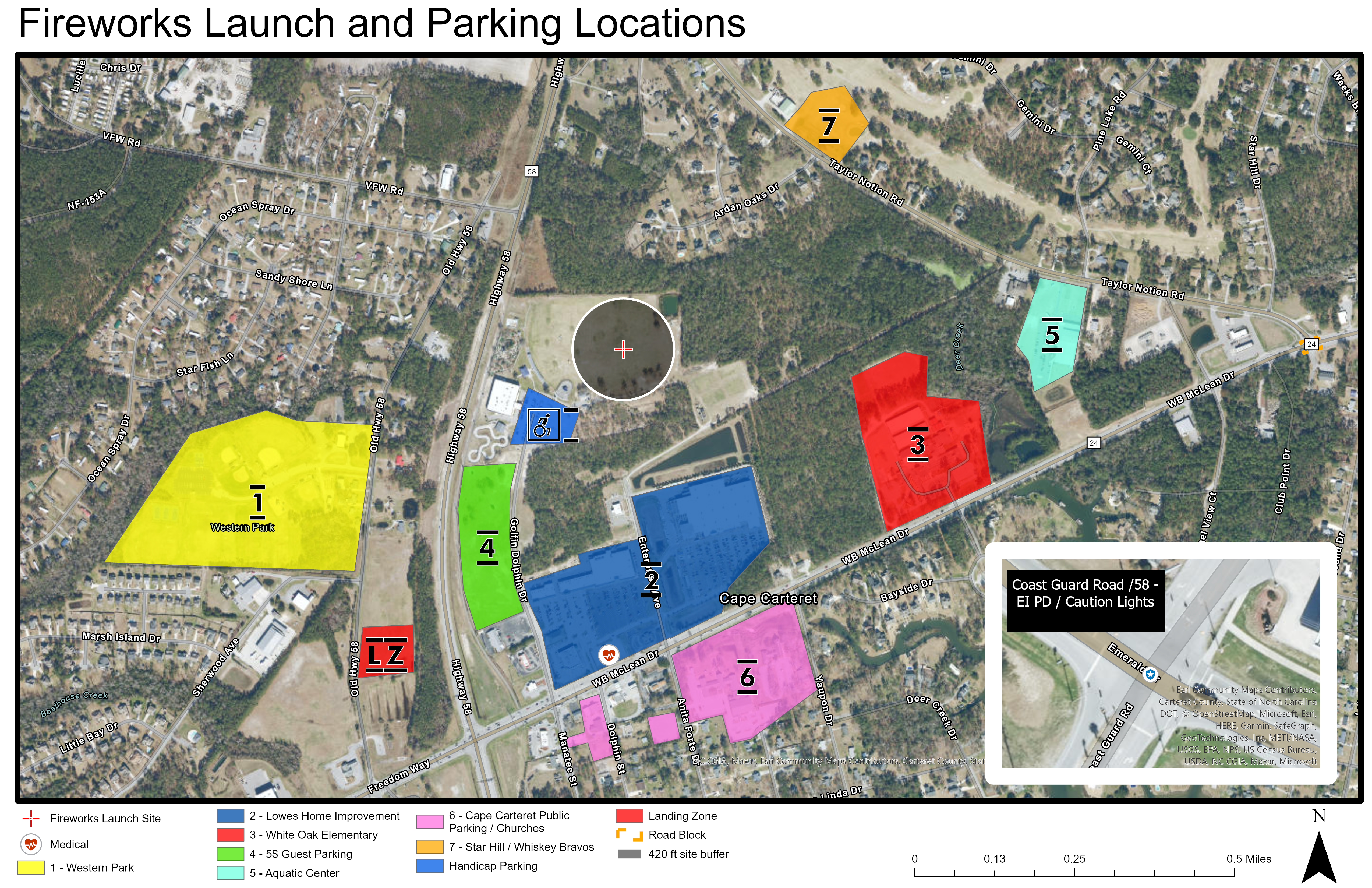 Fireworks Launch and Parking Locations