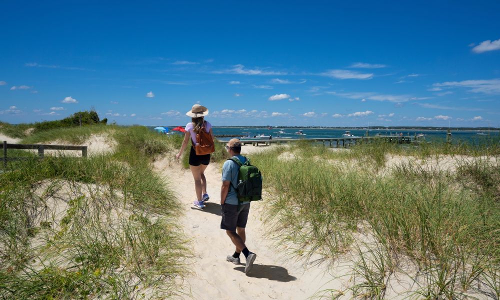 Couple exploring Cape Lookout National Seashore