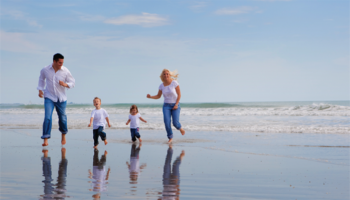 Family enjoying the beach in Emerald Isle.