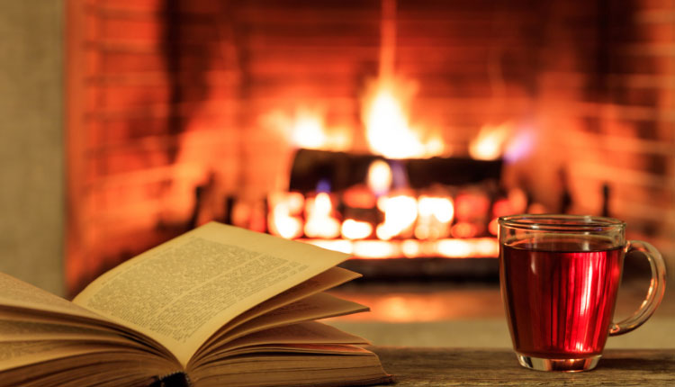 Read a Book in Front of the Fireplace During Winter