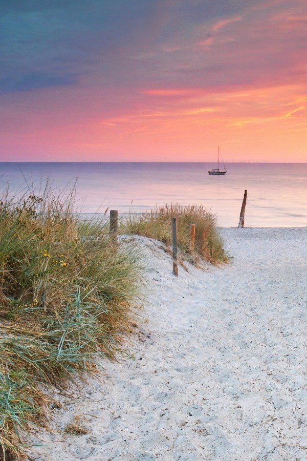 Beautiful sunrise on the beaches in Emerald Isle, North Carolina