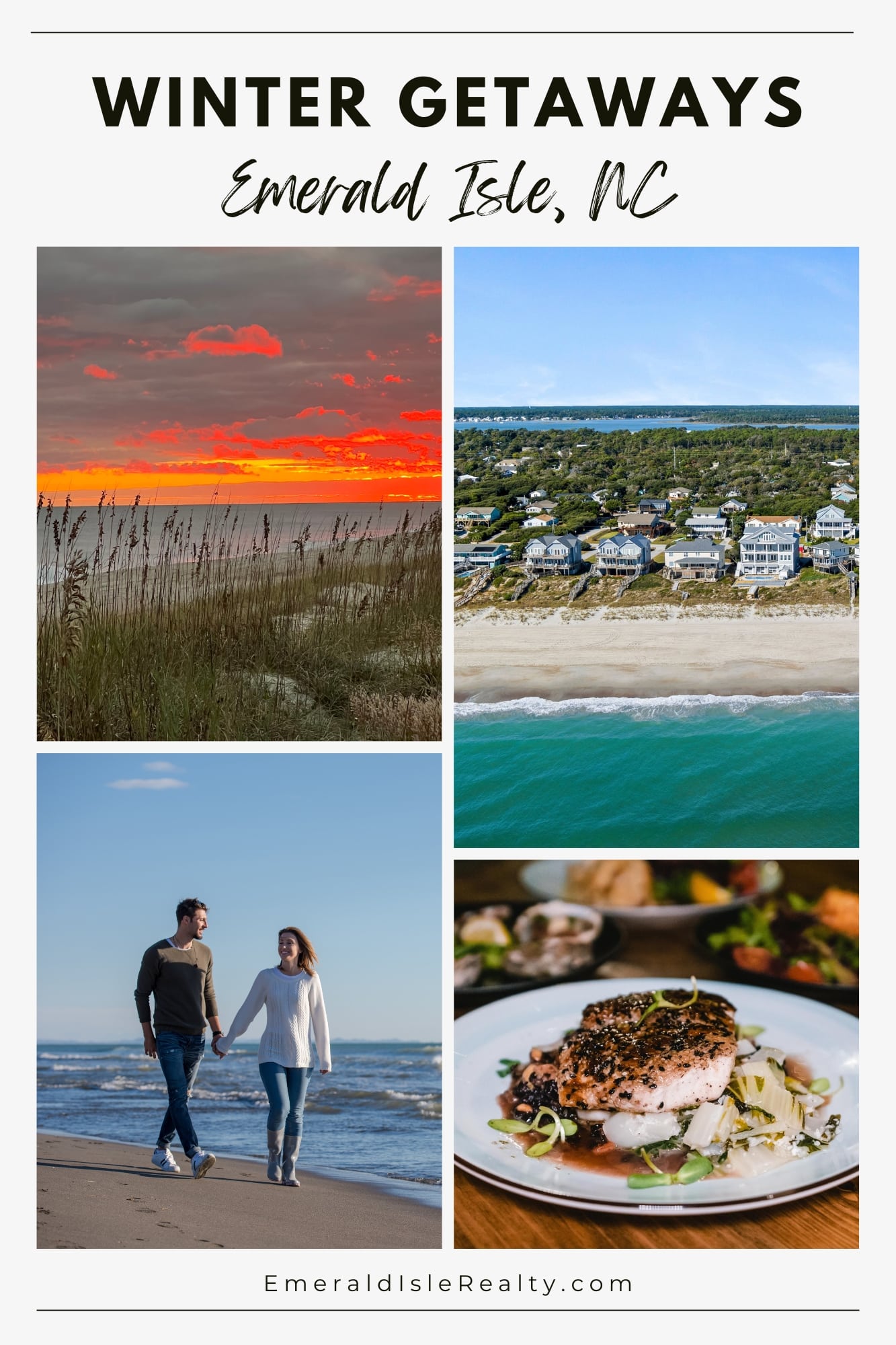 winter getaways pin for emerald isle realty