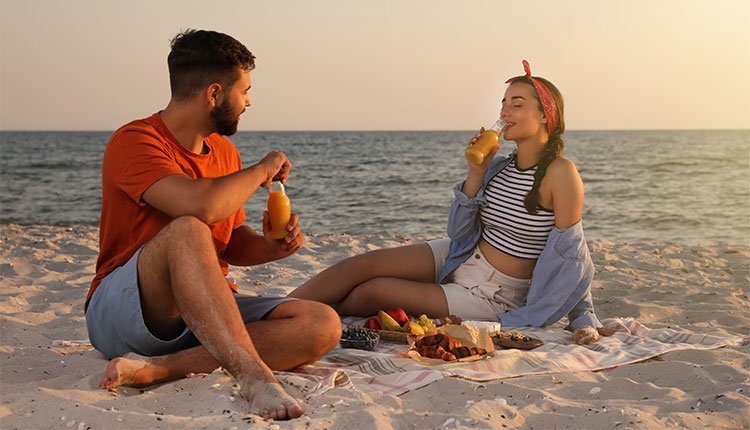 romantic picnic on the beach