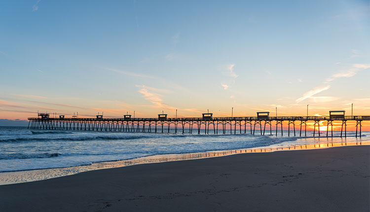 Stroll Bogue Inlet Pier for magificent sunset views
