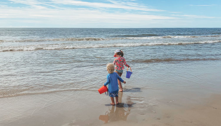 Kids playing on Emerald Isle's award-winning beaches