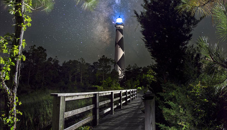 Cape Lookout Lighthouse at night