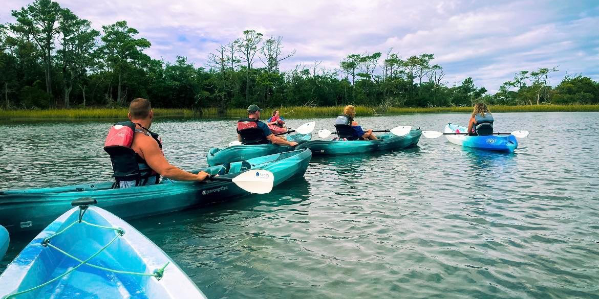 Kayaking with friends in Emerald Isle