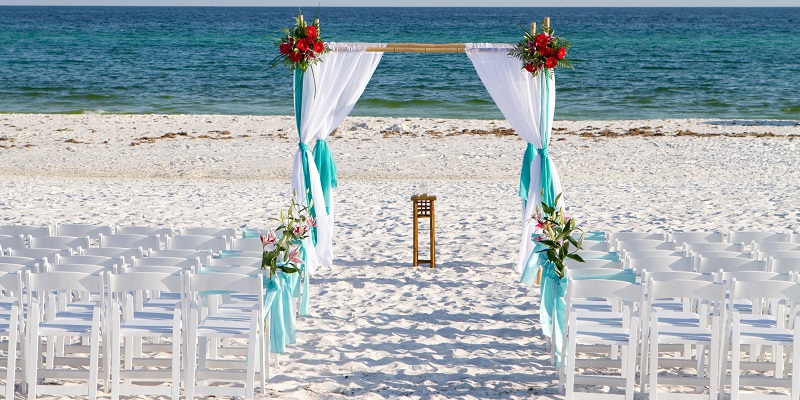 Beach wedding venue setup