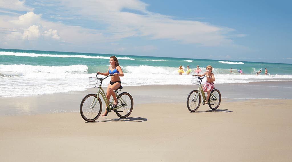 bike riding on the beach