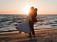 Couple beach wedding