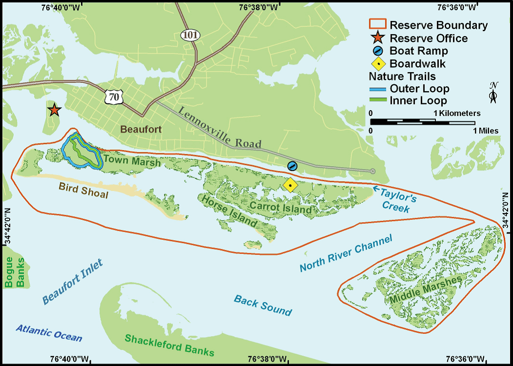 Map of Rachel Carson Reserve